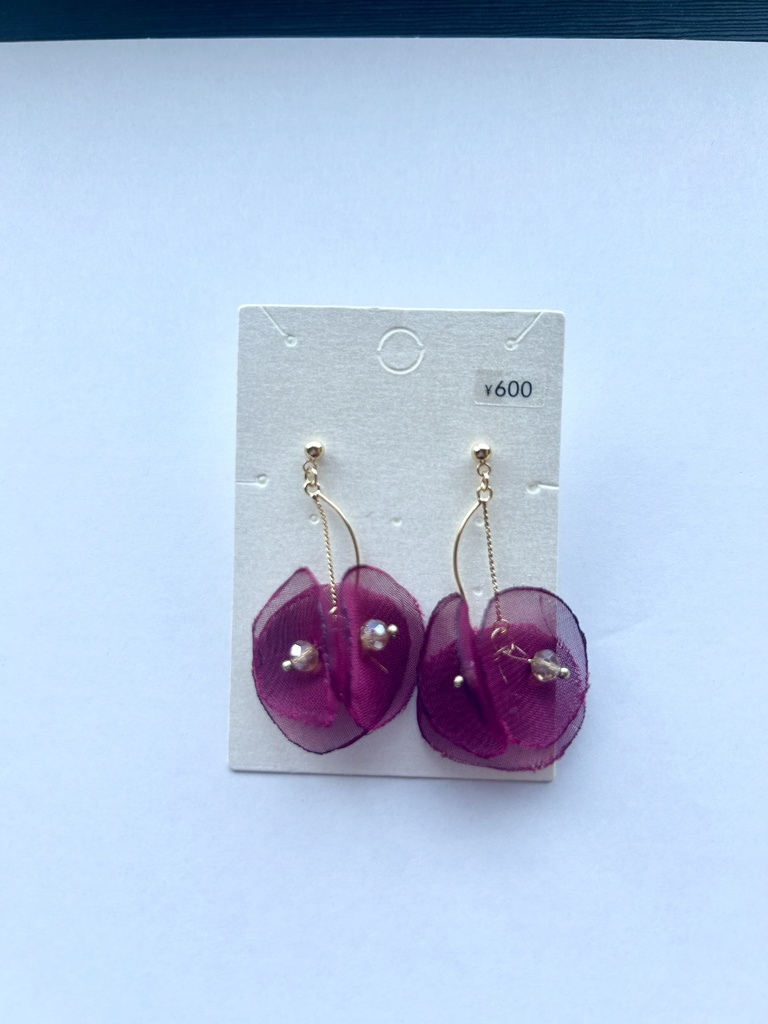 シフォンフラワーピアス