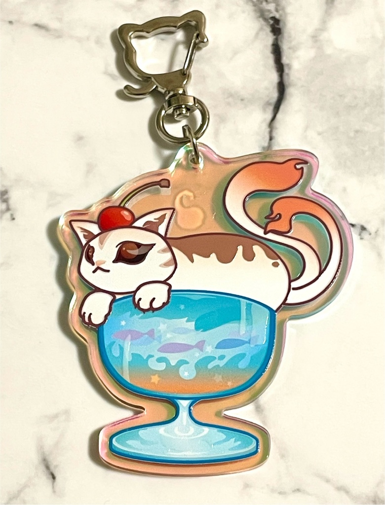 猫又パフェ　アクリルキーホルダー
