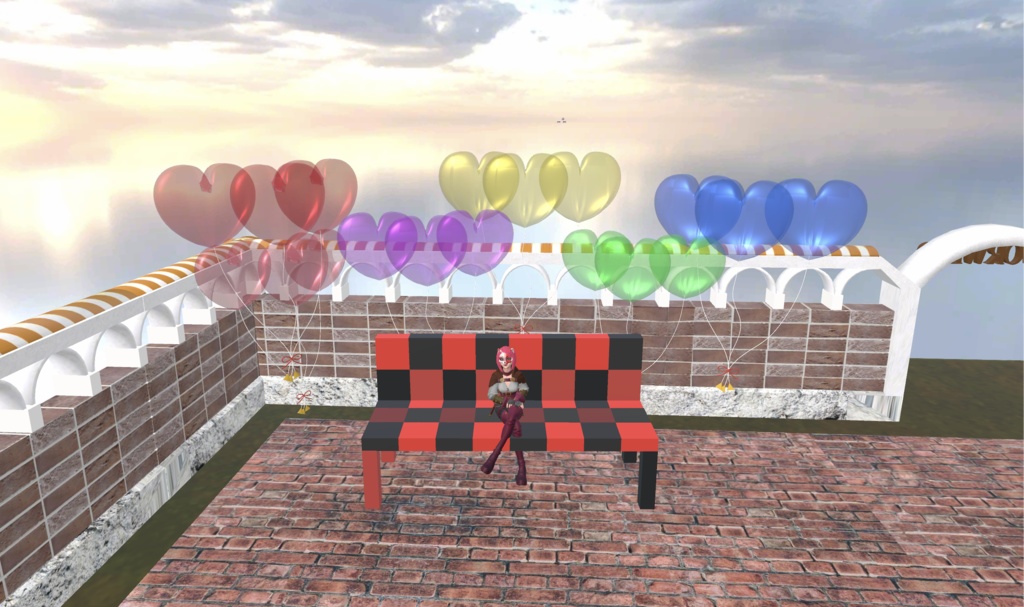 ハート風船-3つset_レッド