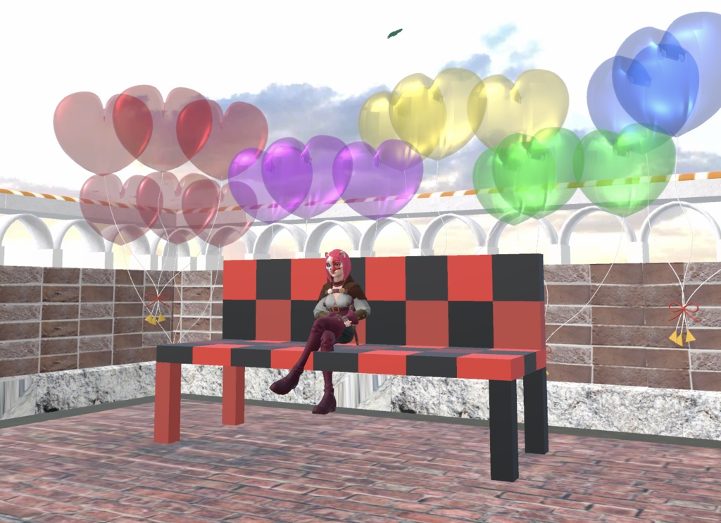 ハート風船-3つset_ブルー