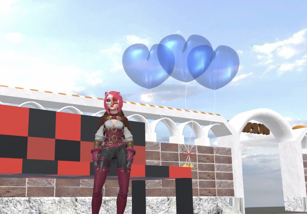 ハート風船-3つset_ブルー