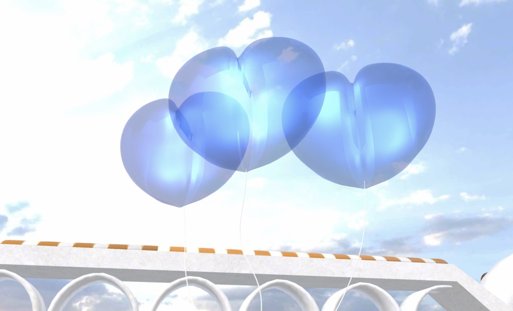 ハート風船-3つset_ブルー