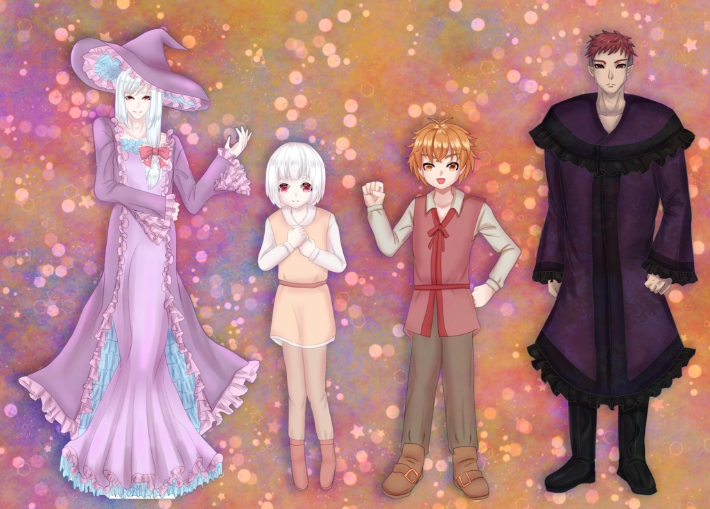 ゲームや動画用の立ち絵1枚+表情差分4枚