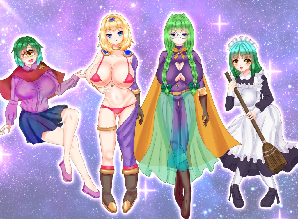 ゲームや動画用の立ち絵1枚+表情差分4枚