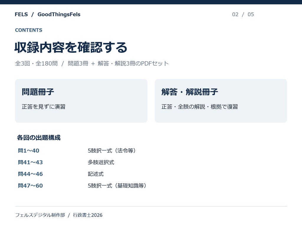 行政書士 オリジナル模擬試験 全3回【PDF版】2026年度(令和8年度)試験対応