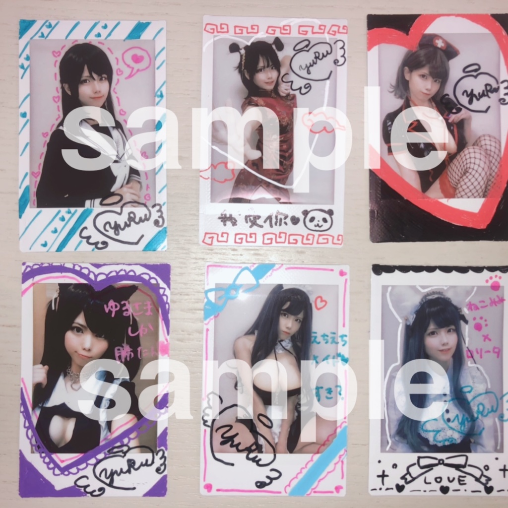 【7枚セット+メッセージカード】全力落書きチェキ【衣装5着指定可能・フェチ系衣装も◎】