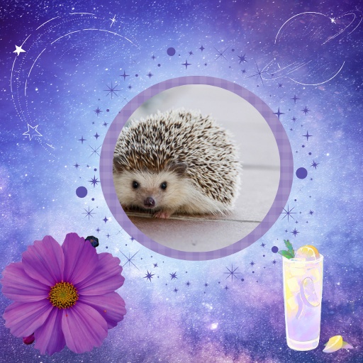 【アイコン用】星空とカクテルの幻想的パープルアイコン