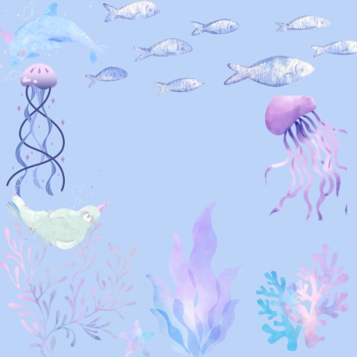 【アイコン用】海と生き物のブルーデザインアイコン