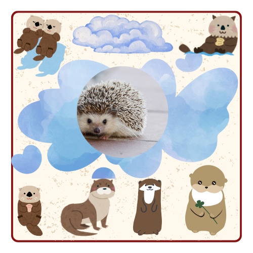 【アイコン用】春の夜の夢：ふわふわ雲とカワウソのデザイン