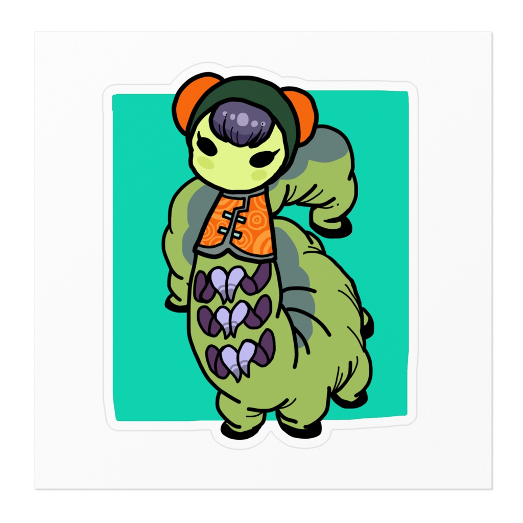 中華芋虫ちゃんステッカーカラーグリーン