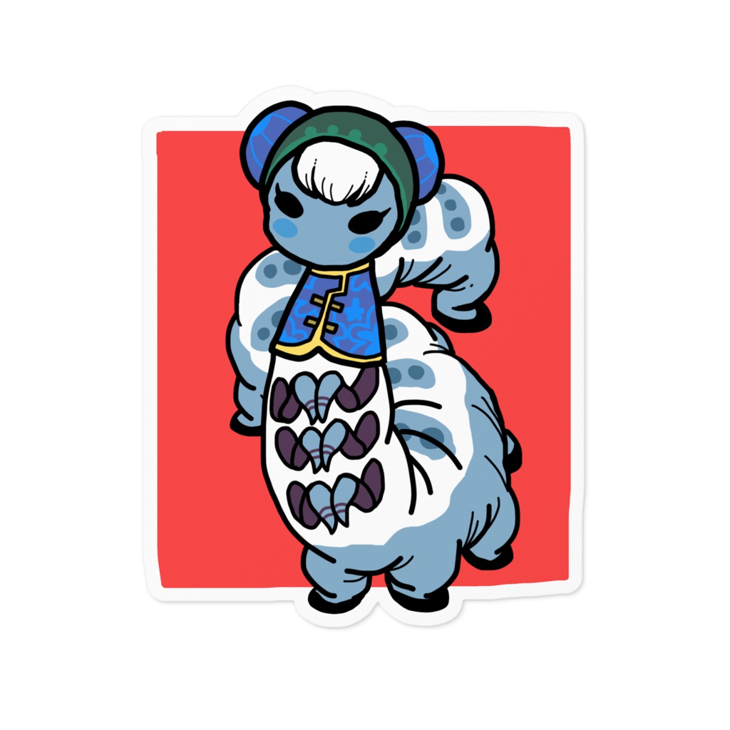 中華芋虫ちゃんステッカーカラーレッド