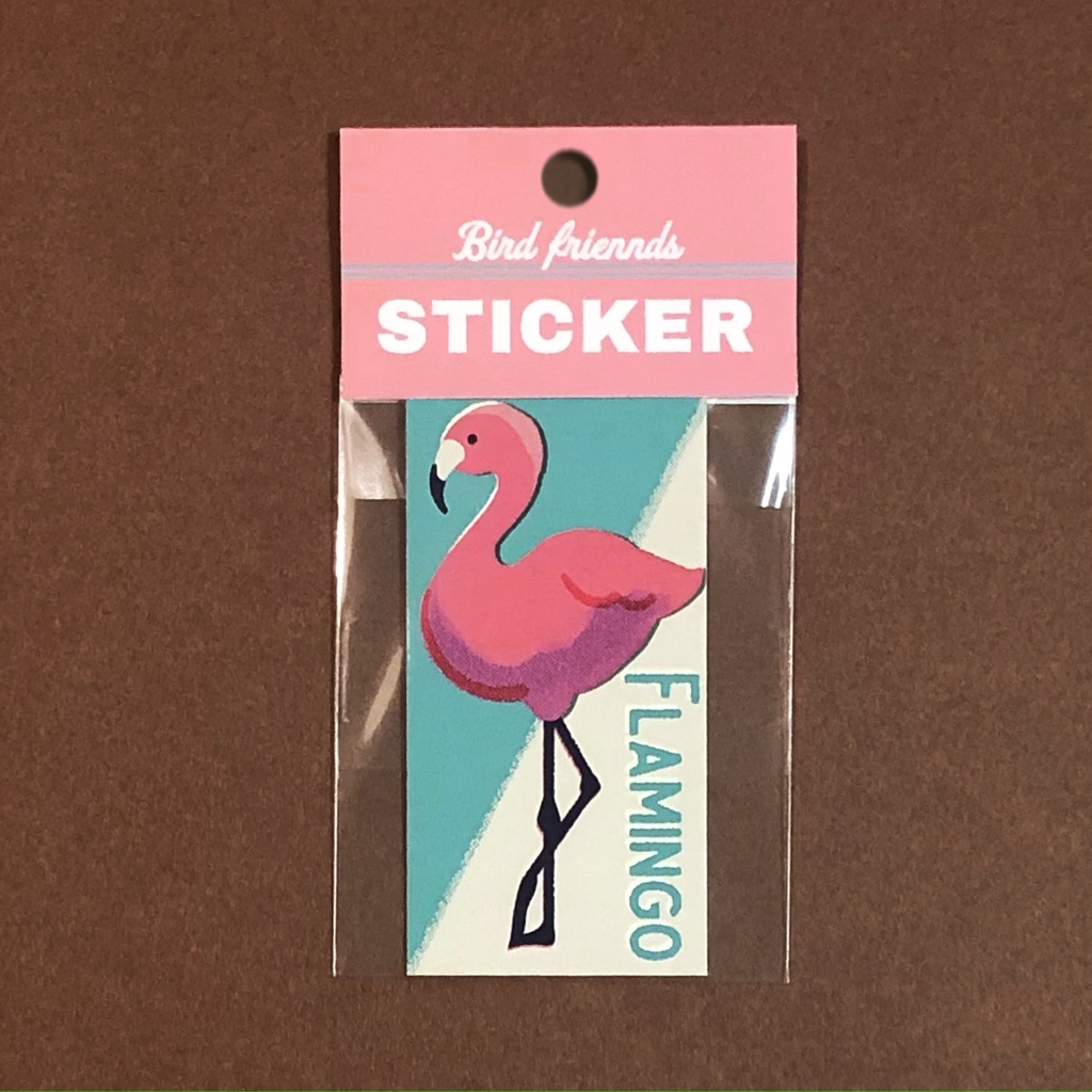 フラミンゴステッカー【鳥さんステッカーシリーズ】