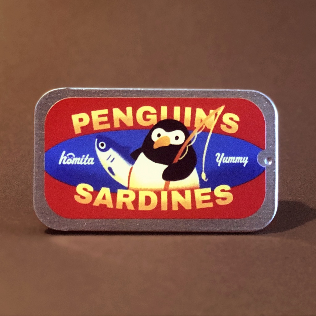 ペンギンのミニ缶ケース（サーディン缶風）
