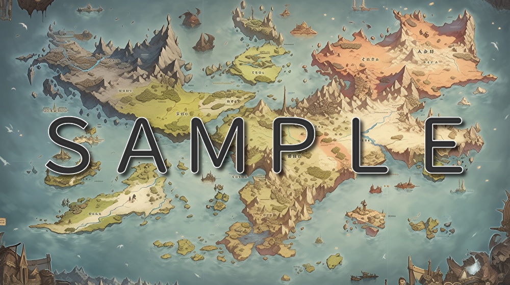 【フリー素材】ファンタジー世界の地図イラスト素材集【全126枚】【AI生成】