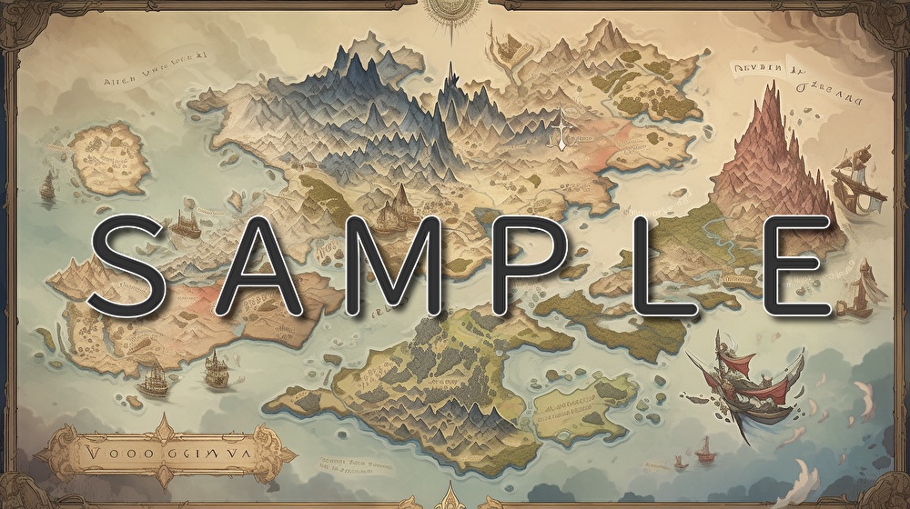 【フリー素材】ファンタジー世界の地図イラスト素材集【全126枚】【AI生成】