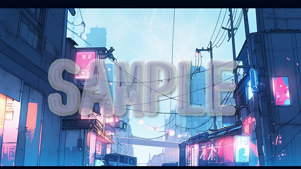 【著作権フリー】サイバーパンクストリートイラスト素材集【全70枚】【AI生成】