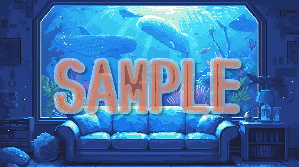 【著作権フリー】海中のリビングルームイラスト素材集【全55枚】【AI生成】