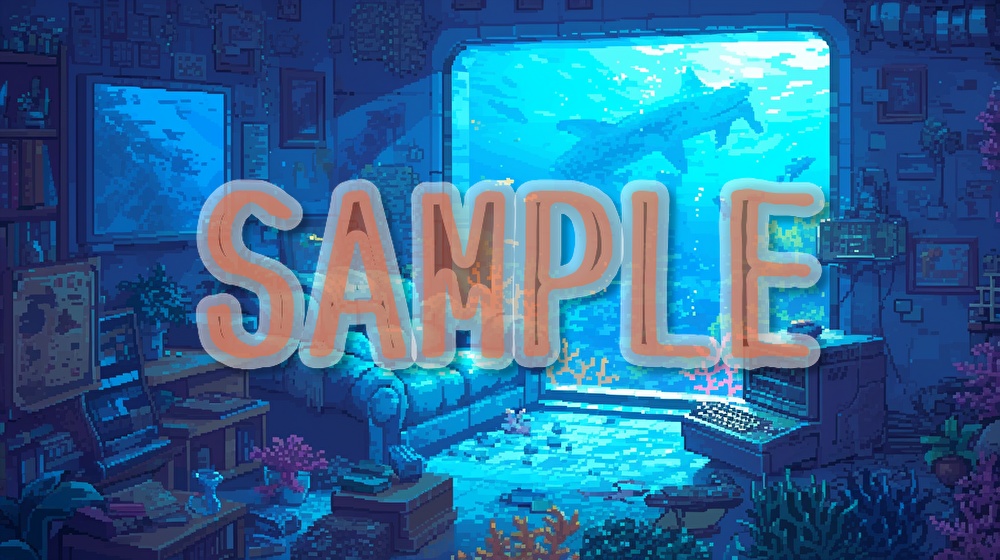 【著作権フリー】海中のリビングルームイラスト素材集【全55枚】【AI生成】