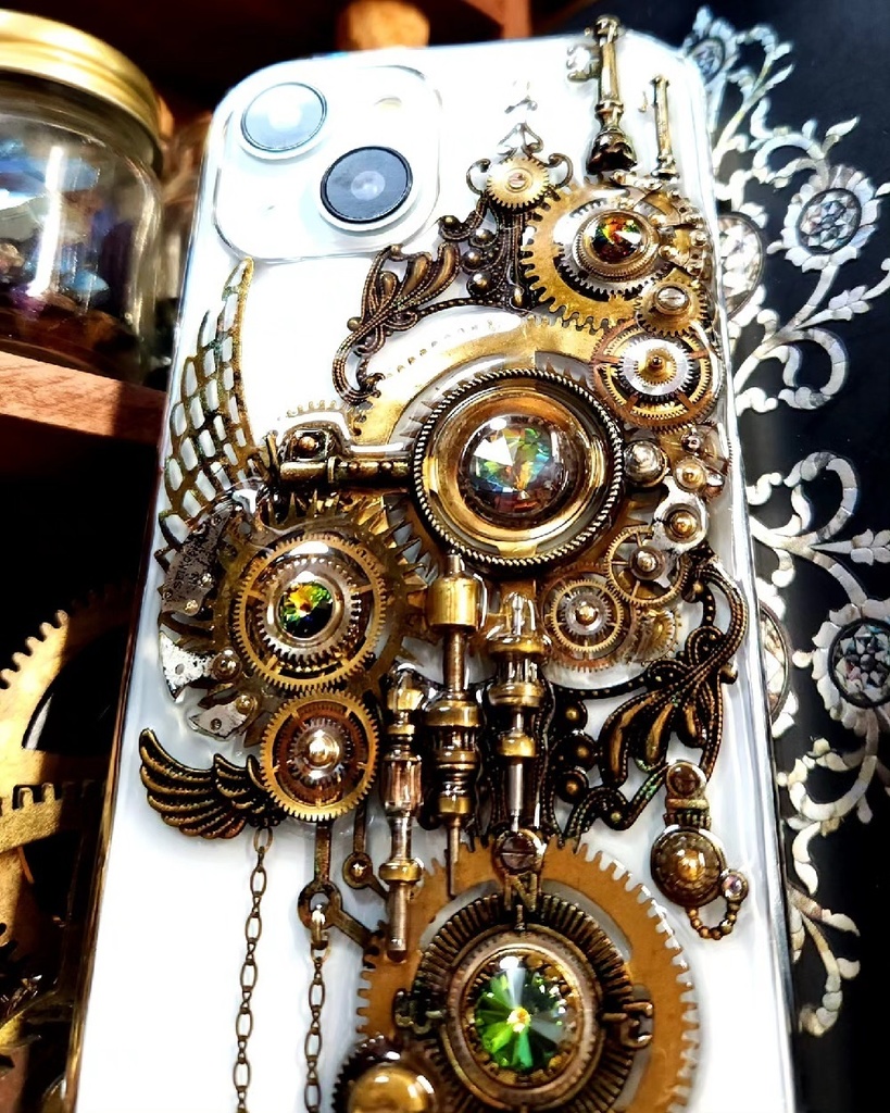 iPhone15スマホケース【Old Gears】