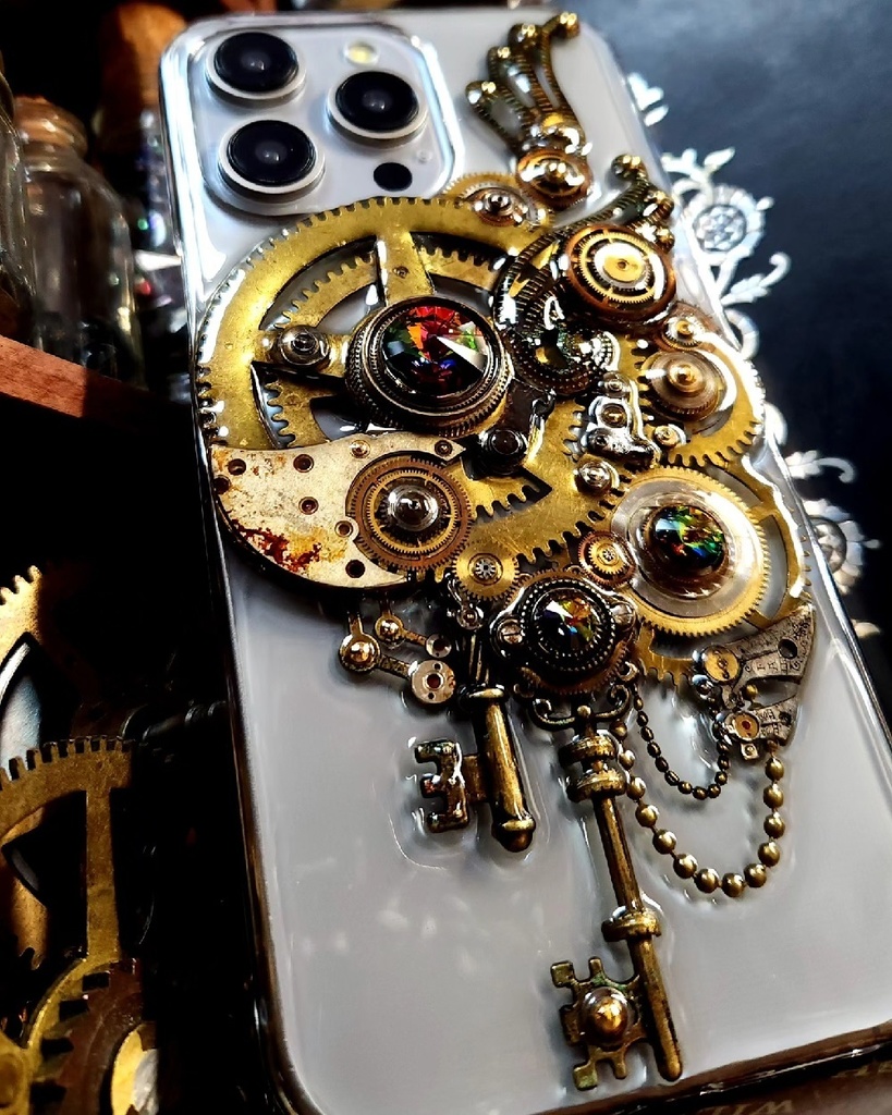 iPhone15ProMaxスマホケース【Old Gears】