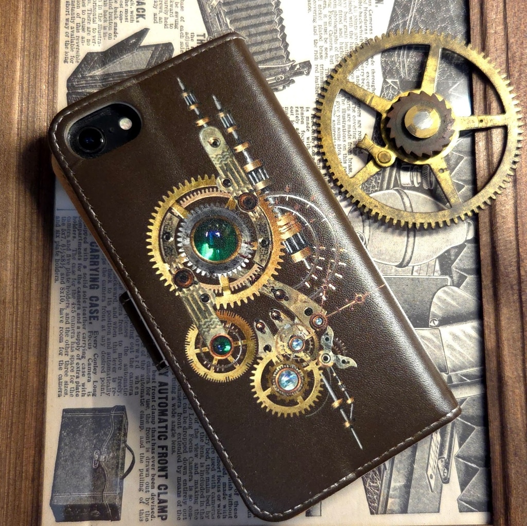 スチームパンクなスマホケース(緑)