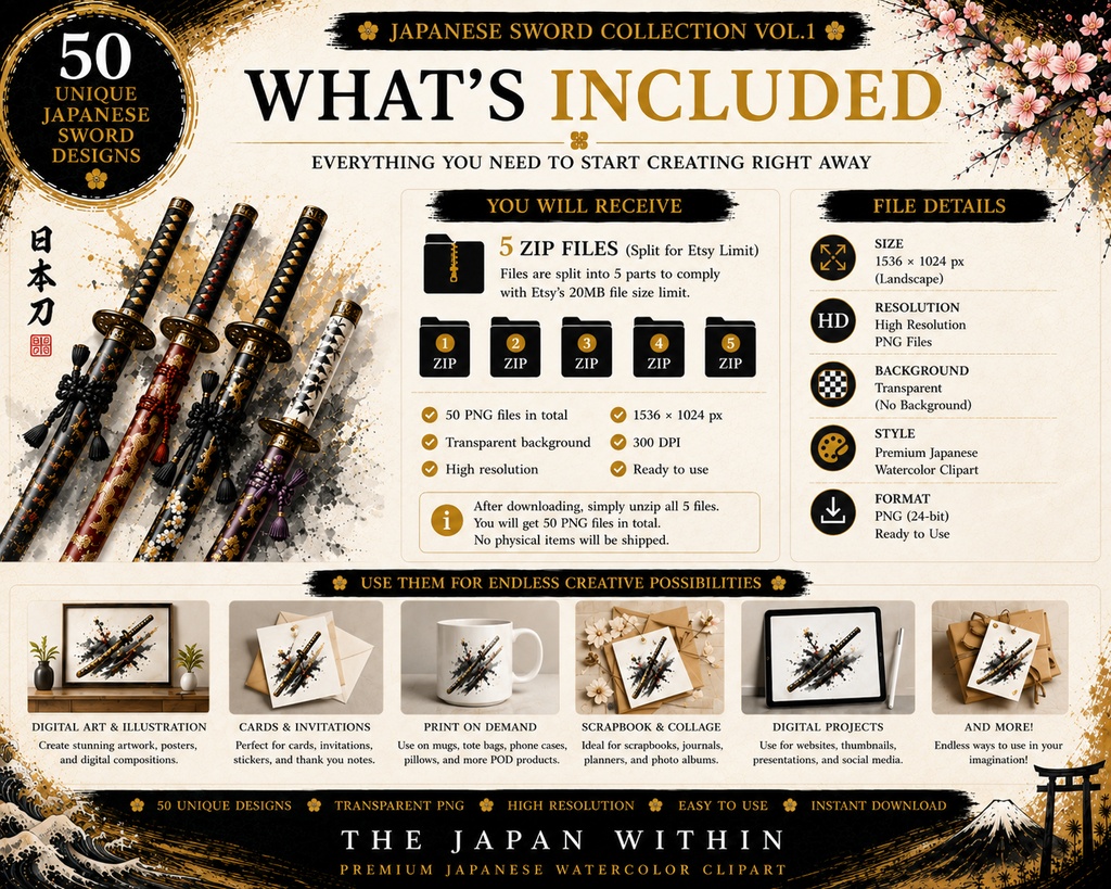日本刀クリップアート50点|Japanese Sword PNG Clipart Collectio