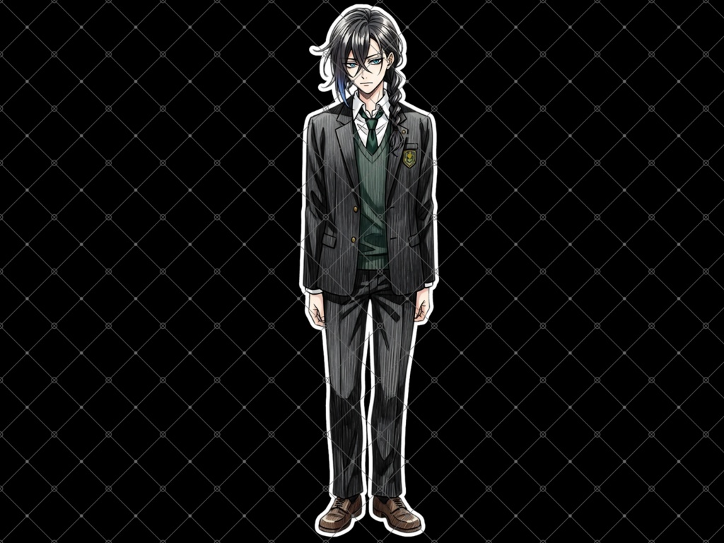 立ち絵素材① 3枚セット 白フチ有無 男性 学生服