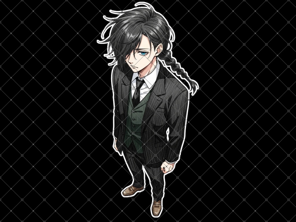 立ち絵素材① 3枚セット 白フチ有無 男性 学生服