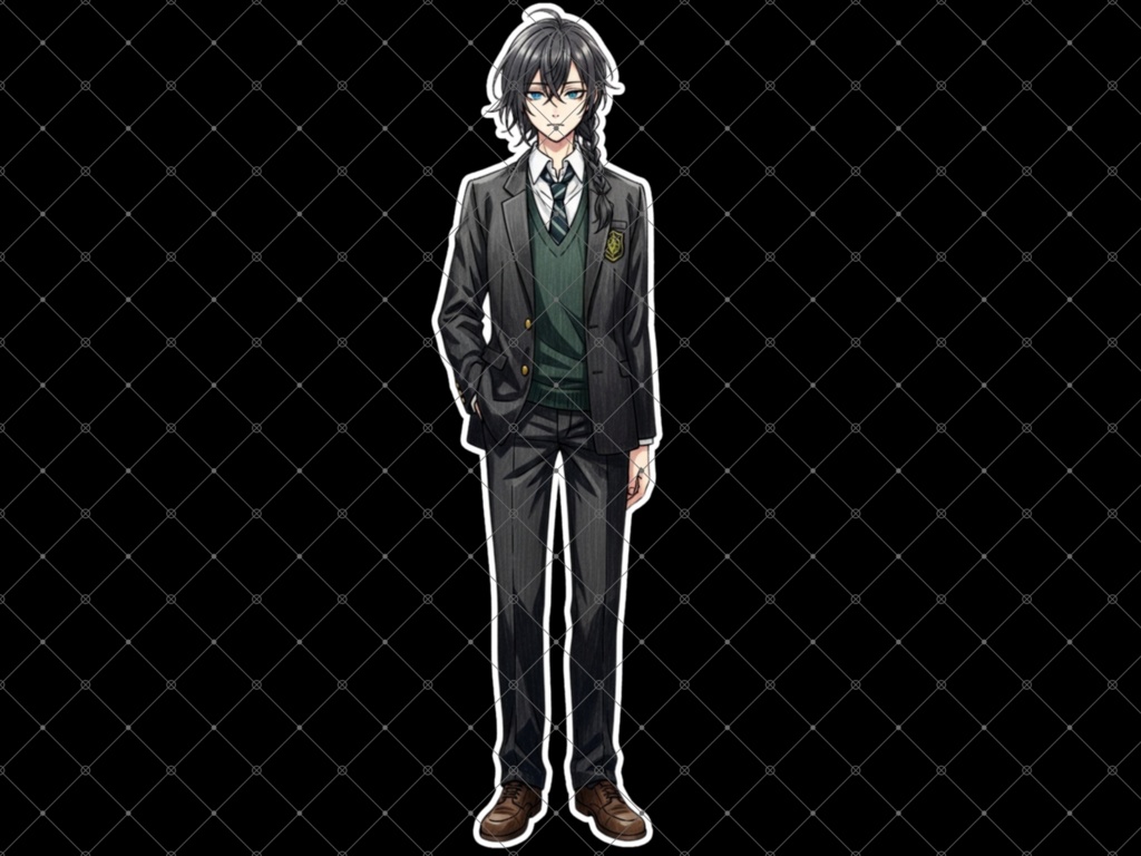 立ち絵素材① 3枚セット 白フチ有無 男性 学生服