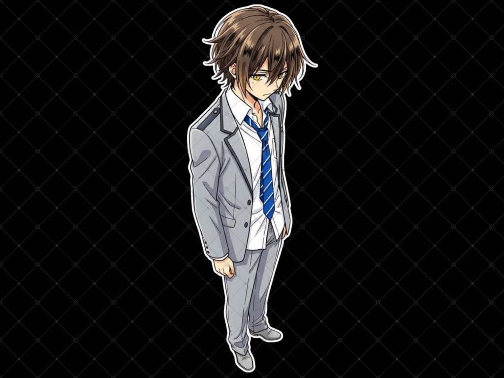 立ち絵素材③ 3枚セット 白フチ有無 男性 学生服