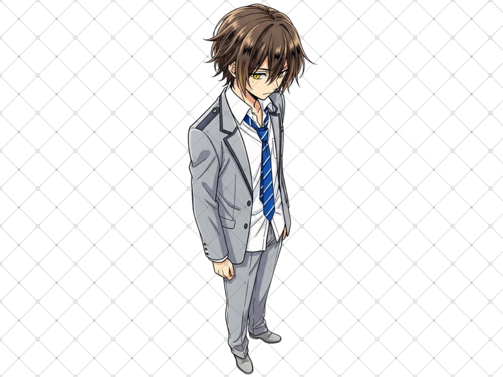 立ち絵素材③ 3枚セット 白フチ有無 男性 学生服