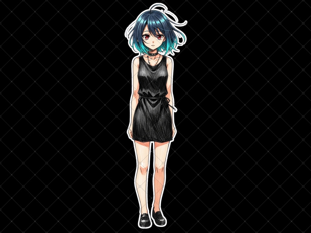 立ち絵素材④ 3枚セット 白フチ有無 女性