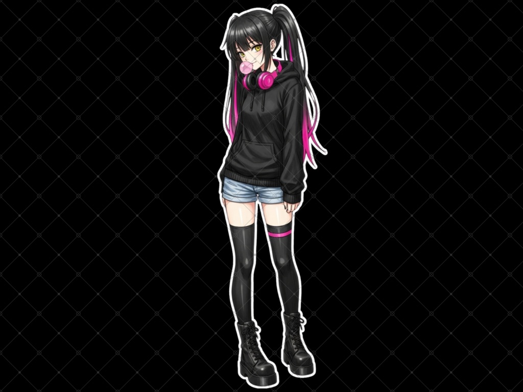 立ち絵素材⑤ 3枚セット 白フチ有無 女性