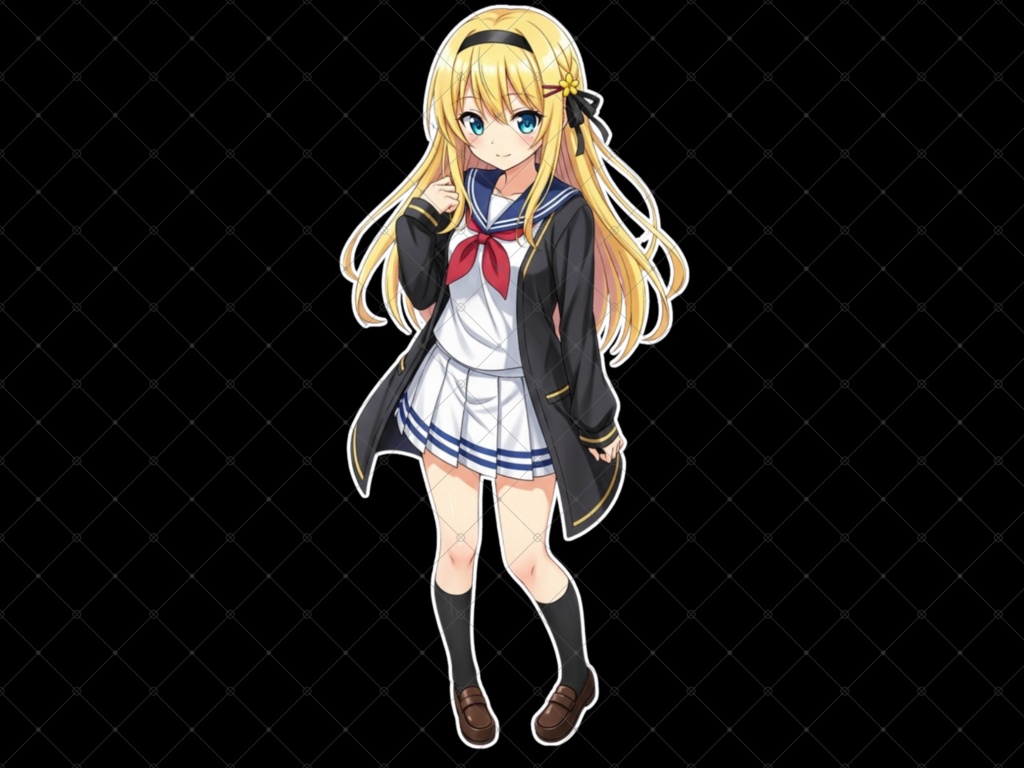 立ち絵素材⑤ 3枚セット 白フチ有無 女性