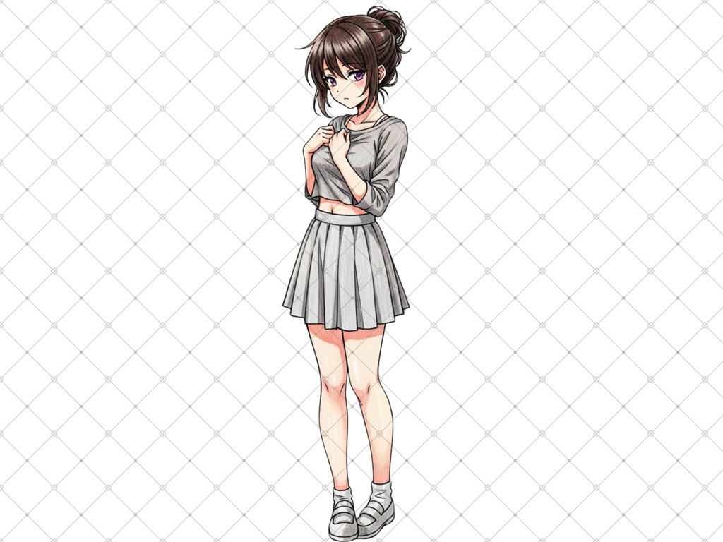 立ち絵素材⑥ 3枚セット 白フチ有無 女性