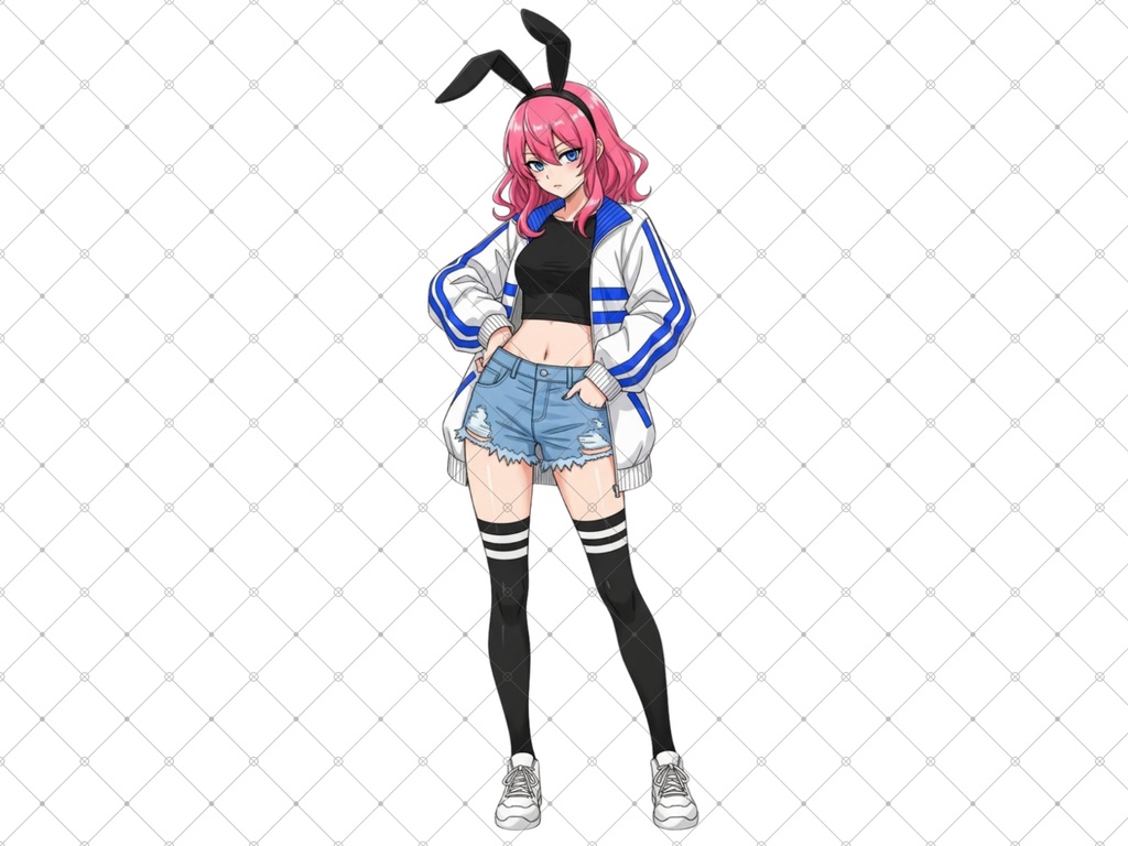 立ち絵素材⑦ 3枚セット 白フチ有無 女性