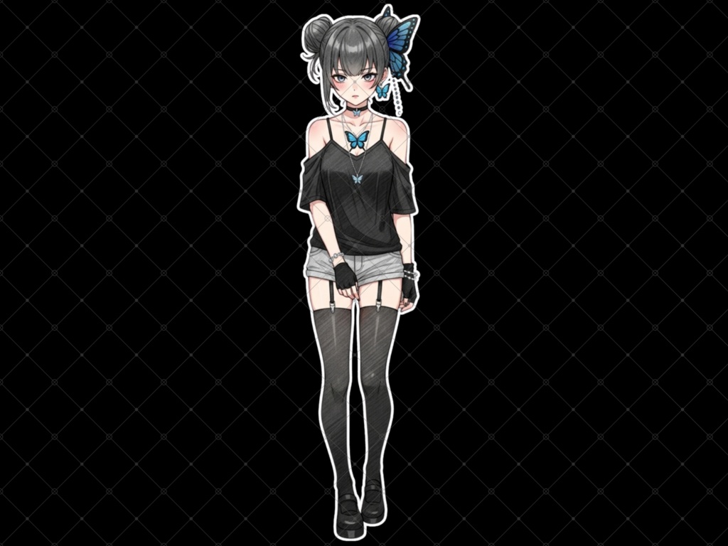 立ち絵素材⑦ 3枚セット 白フチ有無 女性