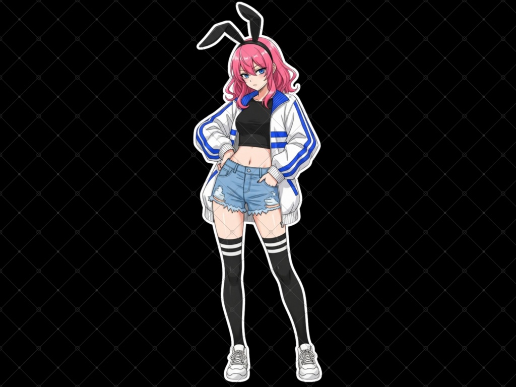 立ち絵素材⑦ 3枚セット 白フチ有無 女性