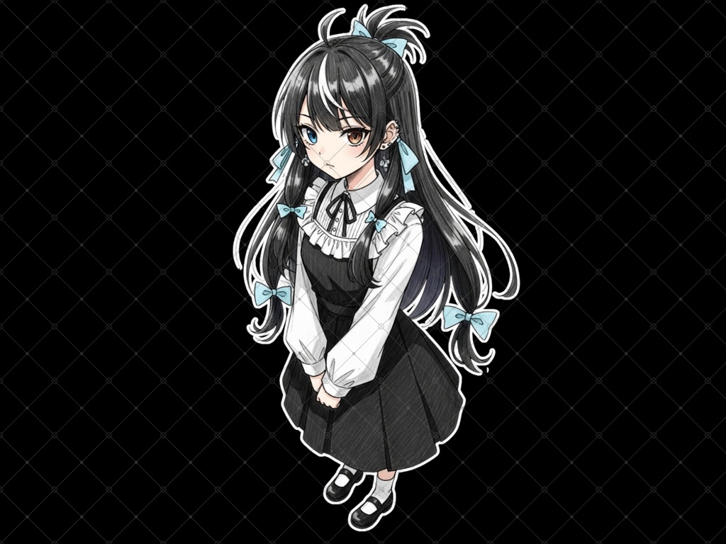 立ち絵素材⑦ 3枚セット 白フチ有無 女性