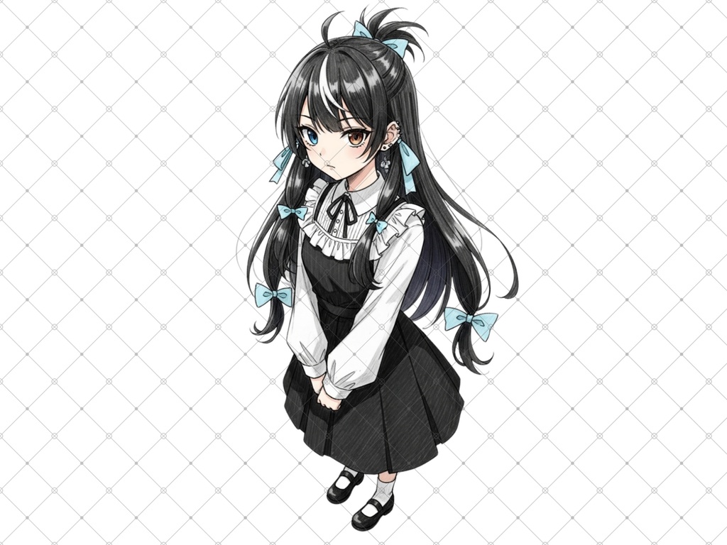 立ち絵素材⑦ 3枚セット 白フチ有無 女性