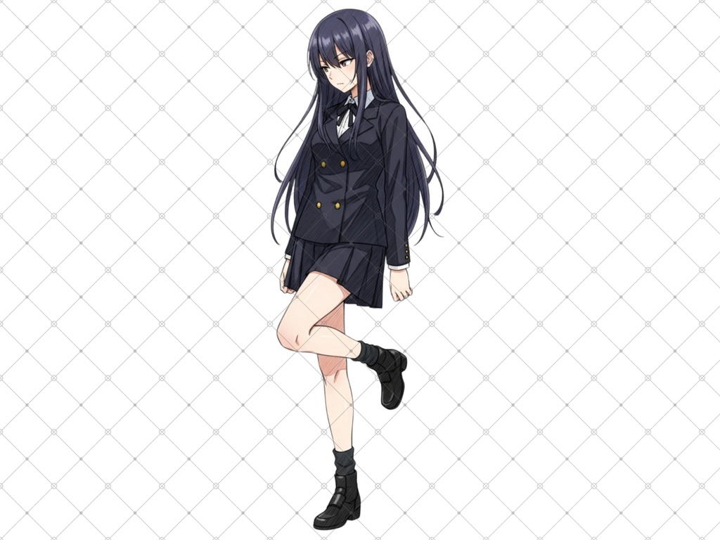 立ち絵素材⑧ 3枚セット 白フチ有無 女性