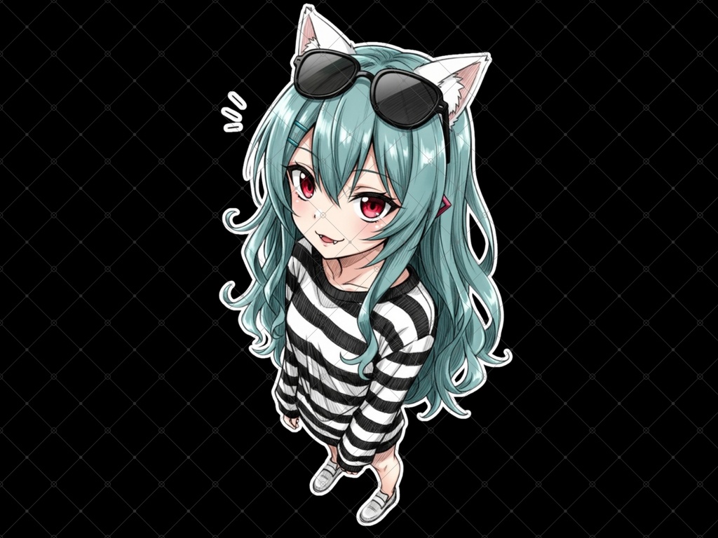 立ち絵素材⑧ 3枚セット 白フチ有無 女性