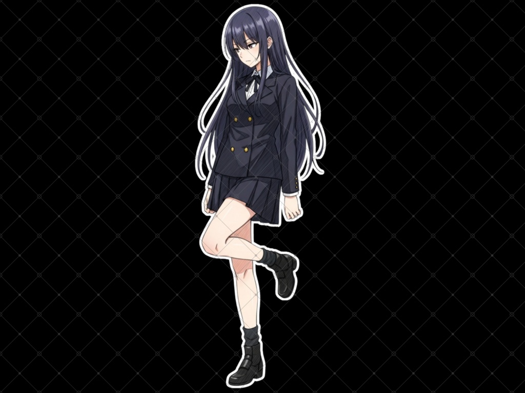 立ち絵素材⑧ 3枚セット 白フチ有無 女性