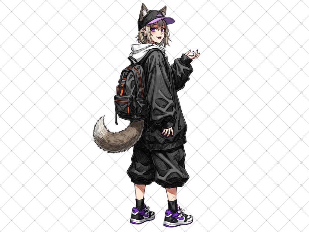 立ち絵素材⑨ 3枚セット 白フチ有無 女性