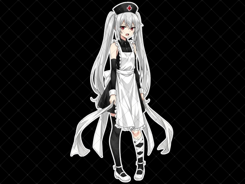 立ち絵素材⑨ 3枚セット 白フチ有無 女性