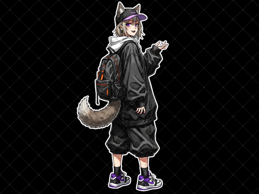 立ち絵素材⑨ 3枚セット 白フチ有無 女性