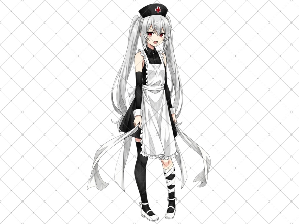 立ち絵素材⑨ 3枚セット 白フチ有無 女性