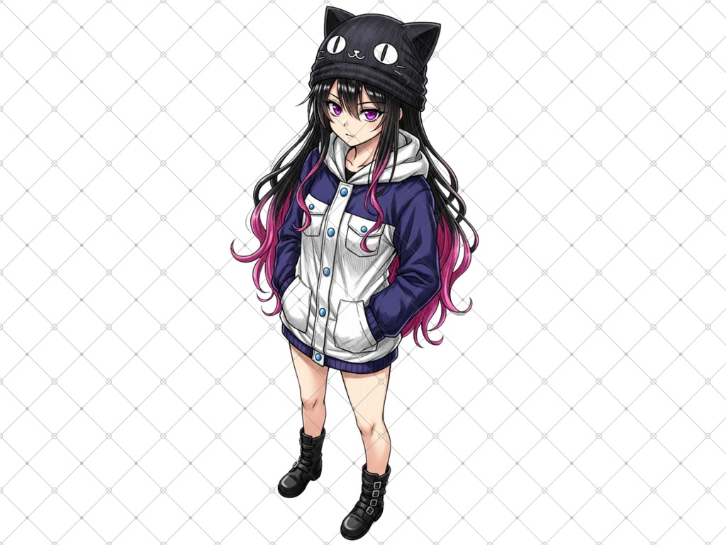 立ち絵素材⑩ 3枚セット 白フチ有無 女性