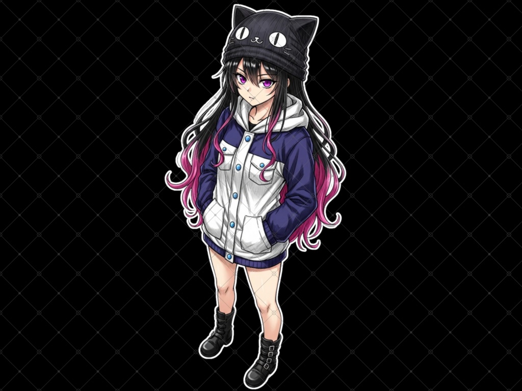 立ち絵素材⑩ 3枚セット 白フチ有無 女性