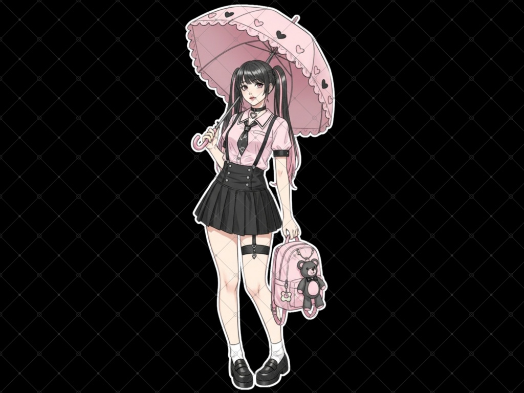 立ち絵素材⑩ 3枚セット 白フチ有無 女性